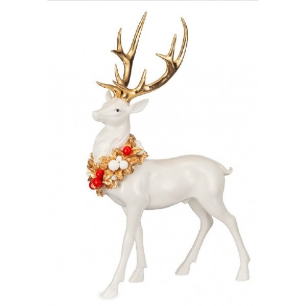 Renna bianca con ghirlanda